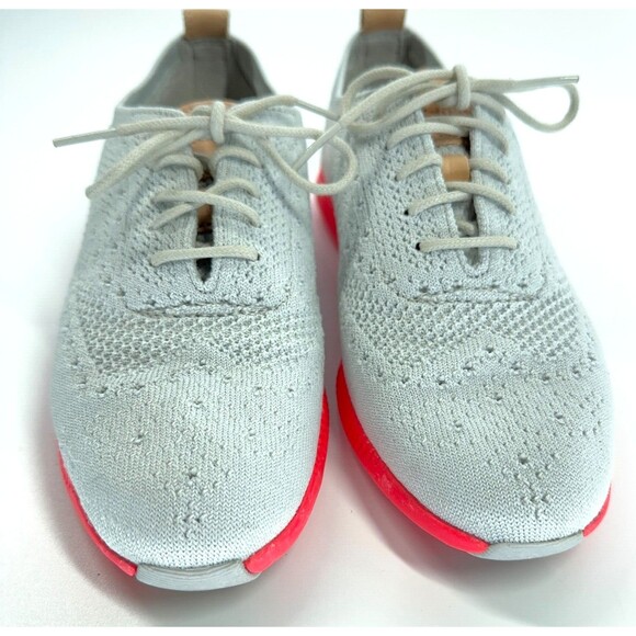 Women Cole Haan Zero Grand Stitchlite 2Knit Oxford Shoes Vapor Gray/ Flame 5B - Picture 4 of 10